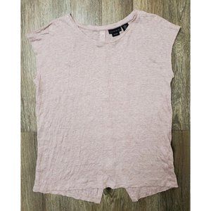 Tahari 100% Linen mauve Button Up Back Women's Medium Top Lagenlook